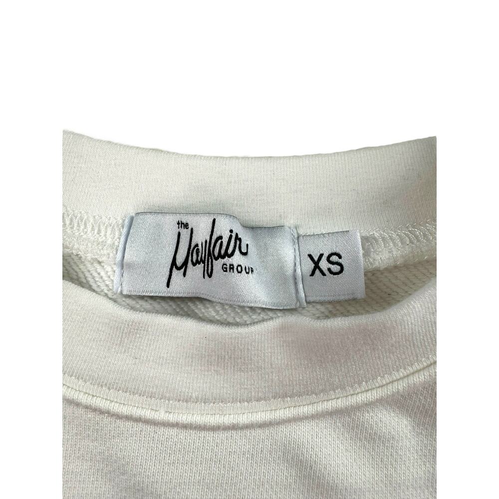 The Mayfair Group Be Nice Sweatshirt Size XS White Pullover Cat Graphic Cotton - Picture 4 of 8